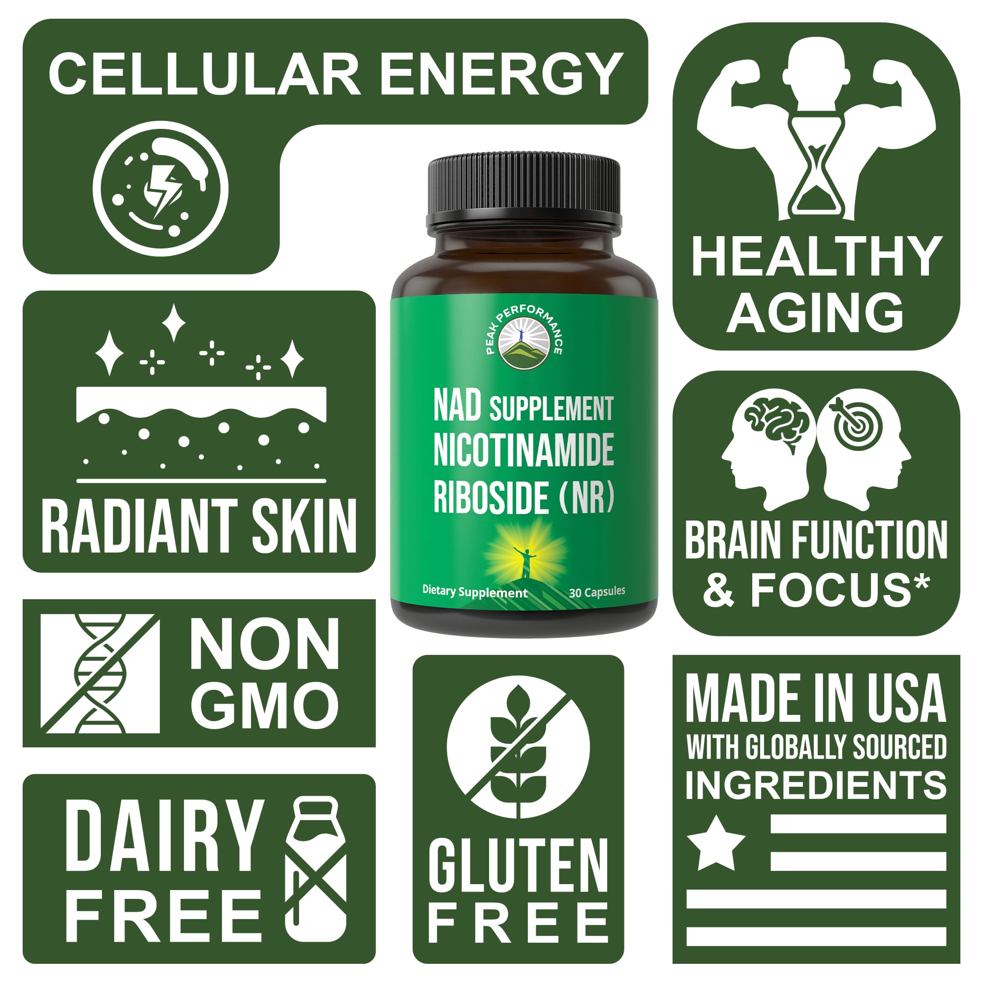 Pouring Peak Performance Nicotinamide Riboside for easy daily dosing.