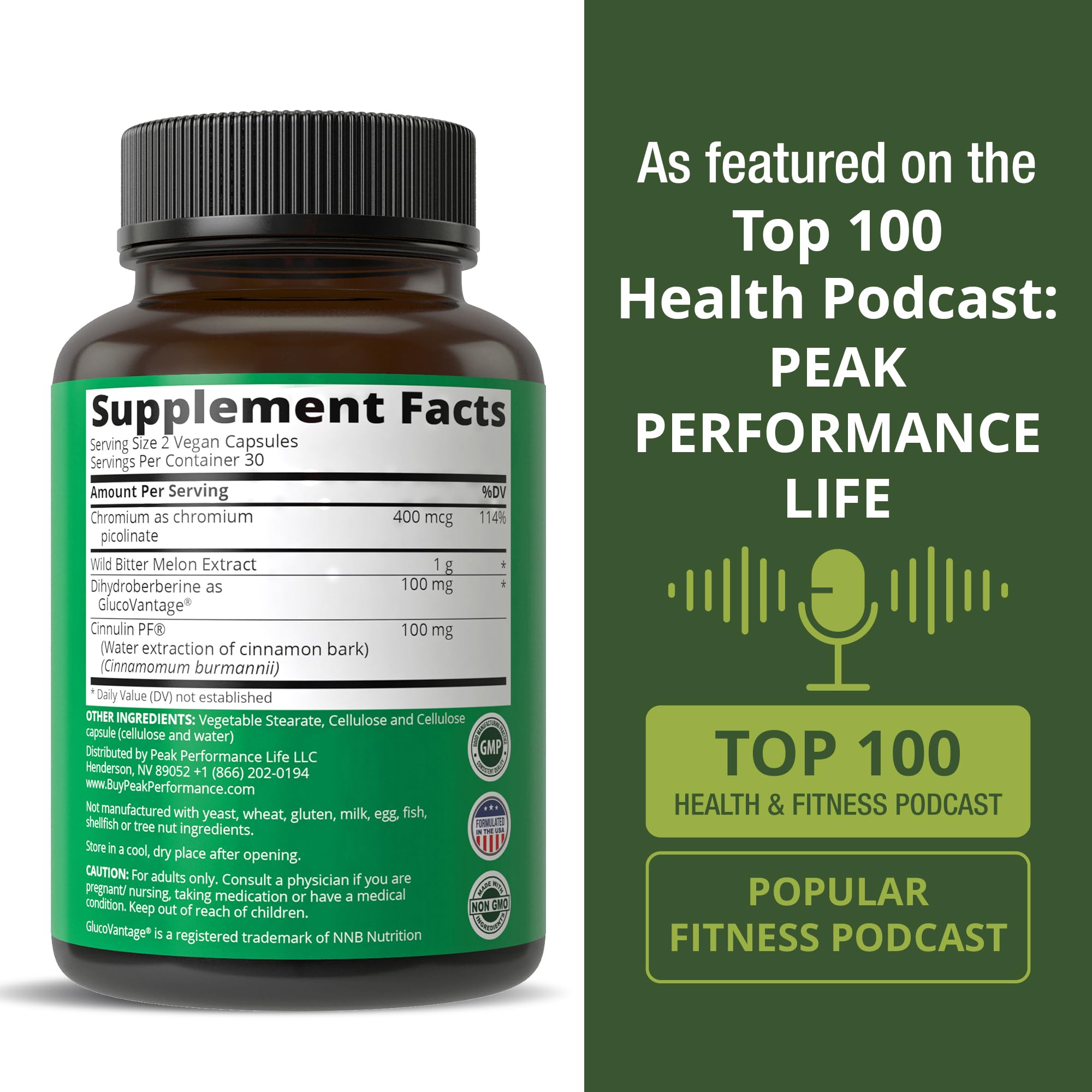 Peak Performance packaging on shelf highlighting 4-in-1 berberine benefits