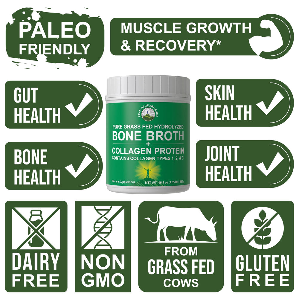 Peak Performance paleo-friendly protein powder tub for versatile meals