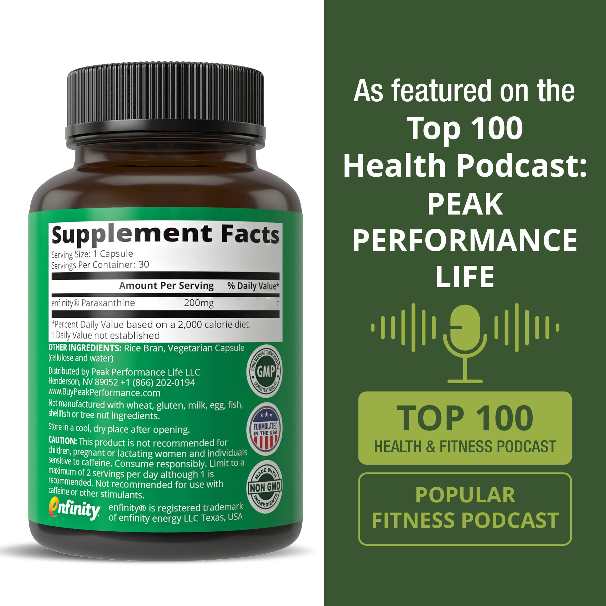 Peak Performance Paraxanthine preworkout scene with capsules ready