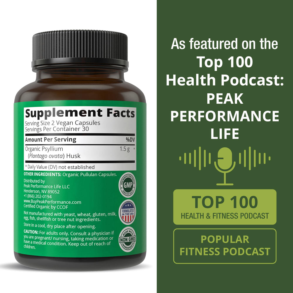 Peak Performance psyllium husk capsules compatible with daily routines for gut-friendly fiber