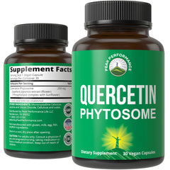 Peak Performance quercetin phytosome bottle highlighting a bioavailable capsule for daily wellness
