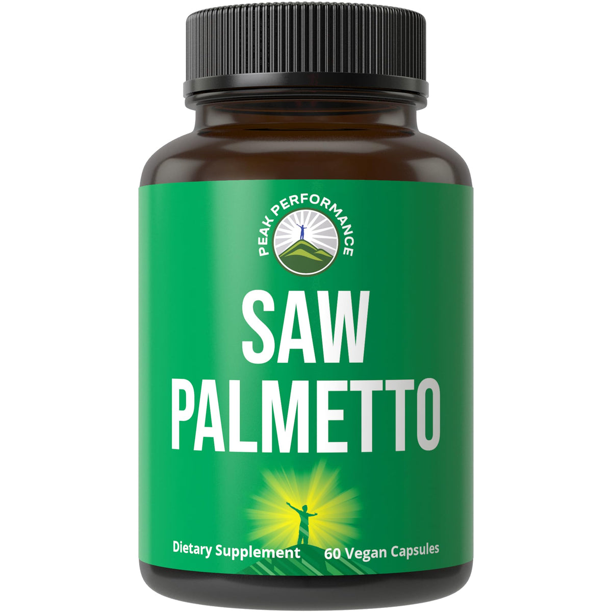 Peak Performance Saw Palmetto capsules bottle highlighting hair health support