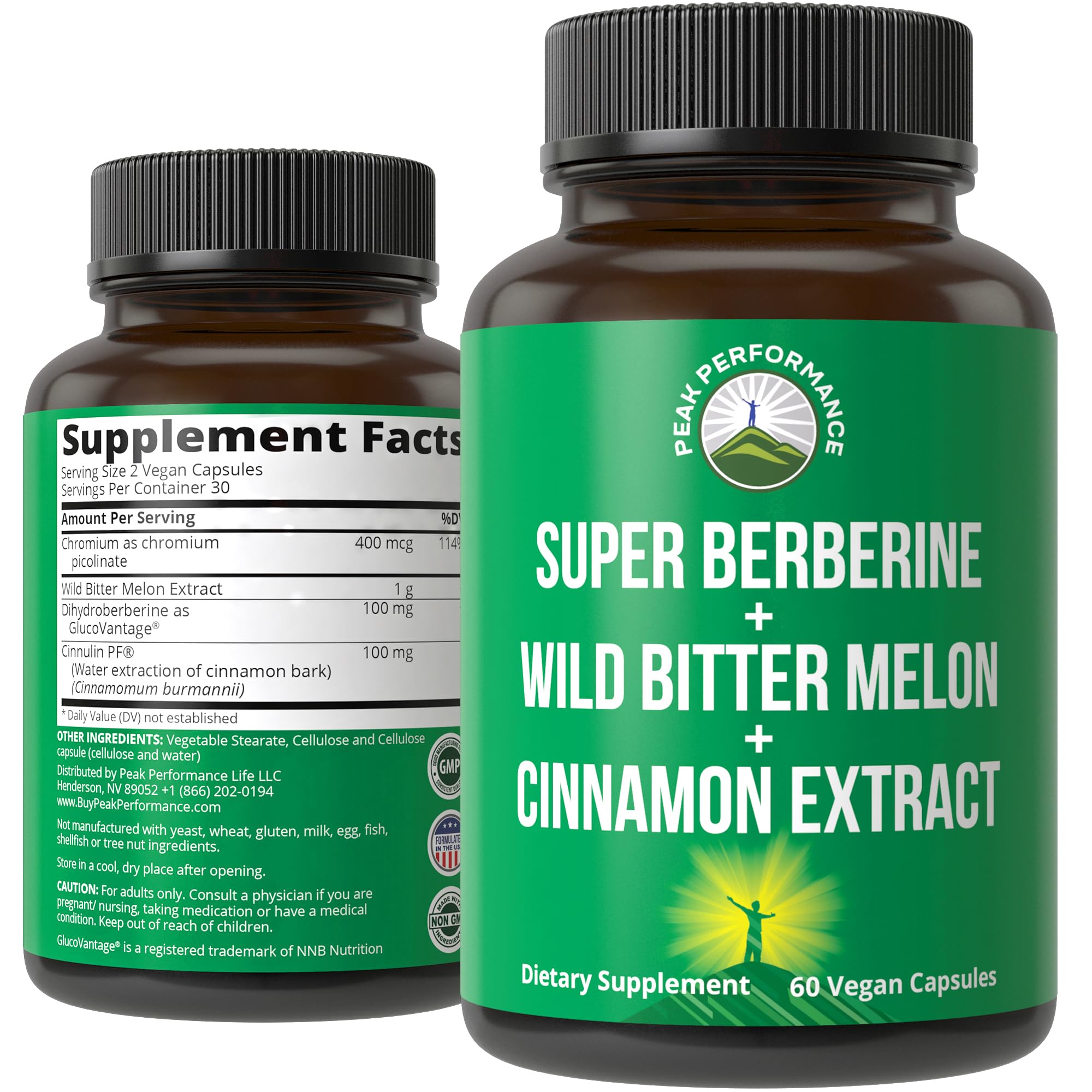Peak Performance Ultra Berberine bottle front showing the 4-in-1 formula for daily wellness
