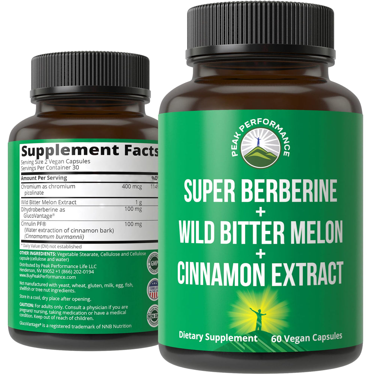 Peak Performance Ultra Berberine bottle front showing the 4-in-1 formula for daily wellness