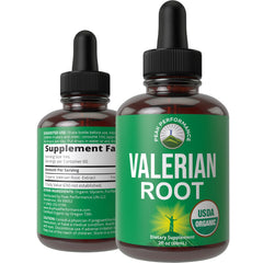 Peak Performance valerian root liquid drops bottle close-up for easy dosing.