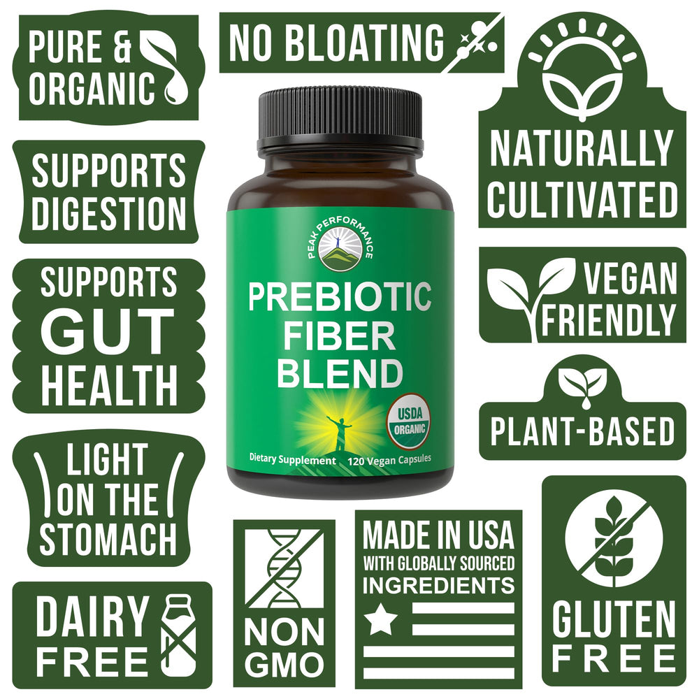 Peak Performance vegan capsules closeup highlighting plant-based soluble fiber