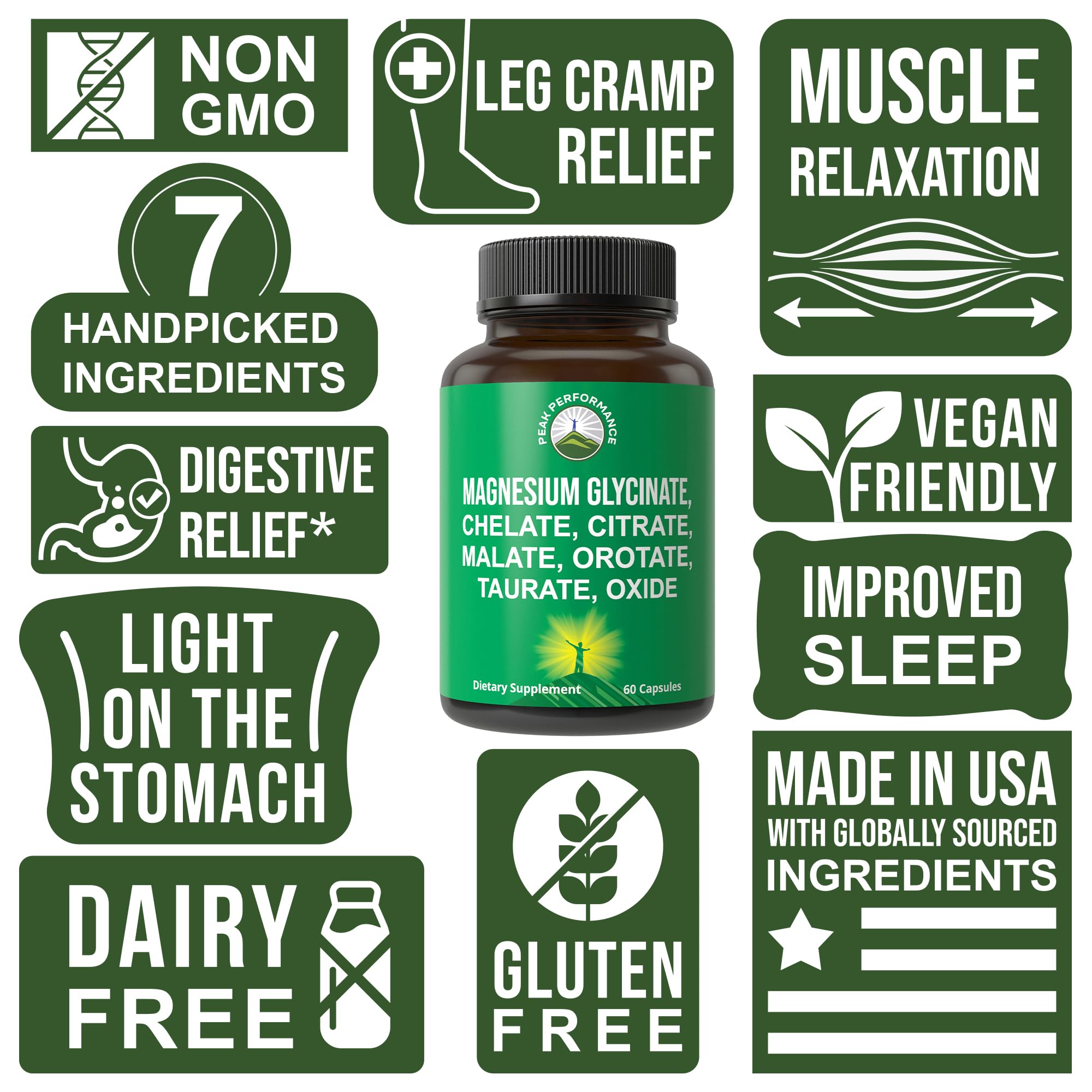 Peak Performance vegan-friendly formula on packaging with allergen-free claim