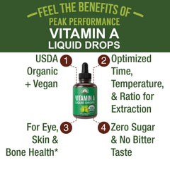 Peak Performance Vitamin A Liquid Drops dropper for precise dosing and convenience
