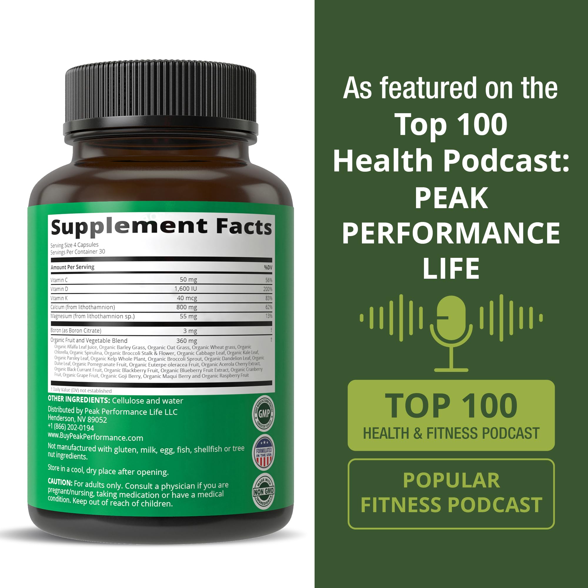 Peak Performance Vitamin Angels donation graphic showing positive impact