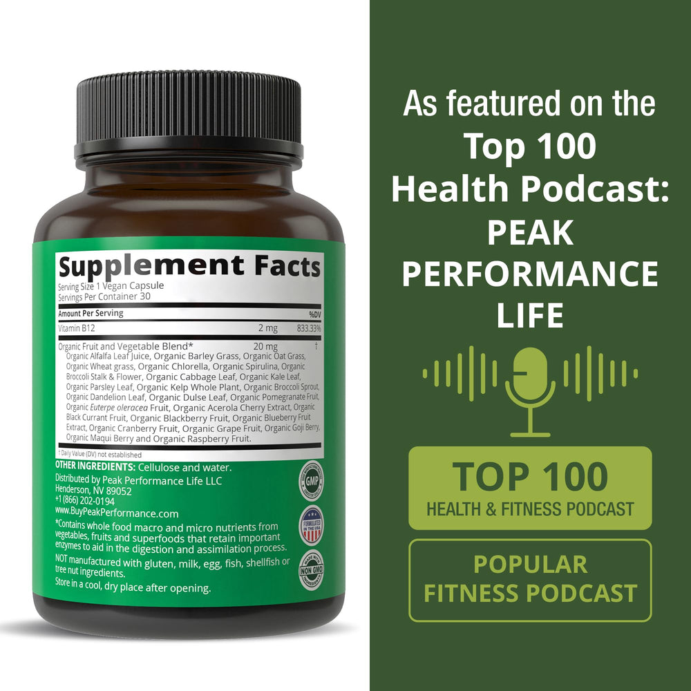 Peak Performance Vitamin Angels donation program demonstrates 1-for-1 support.