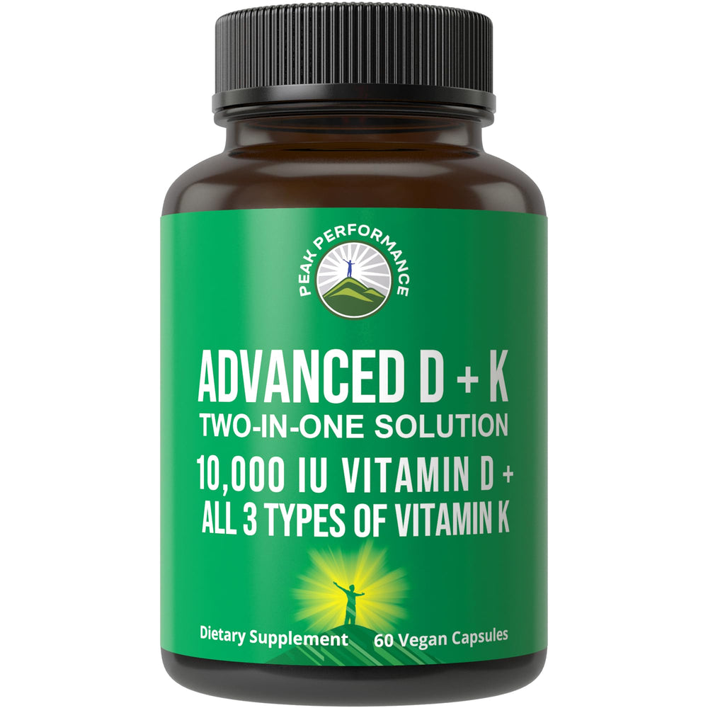 Peak Performance Vitamin D with K bottle showing bone support potential