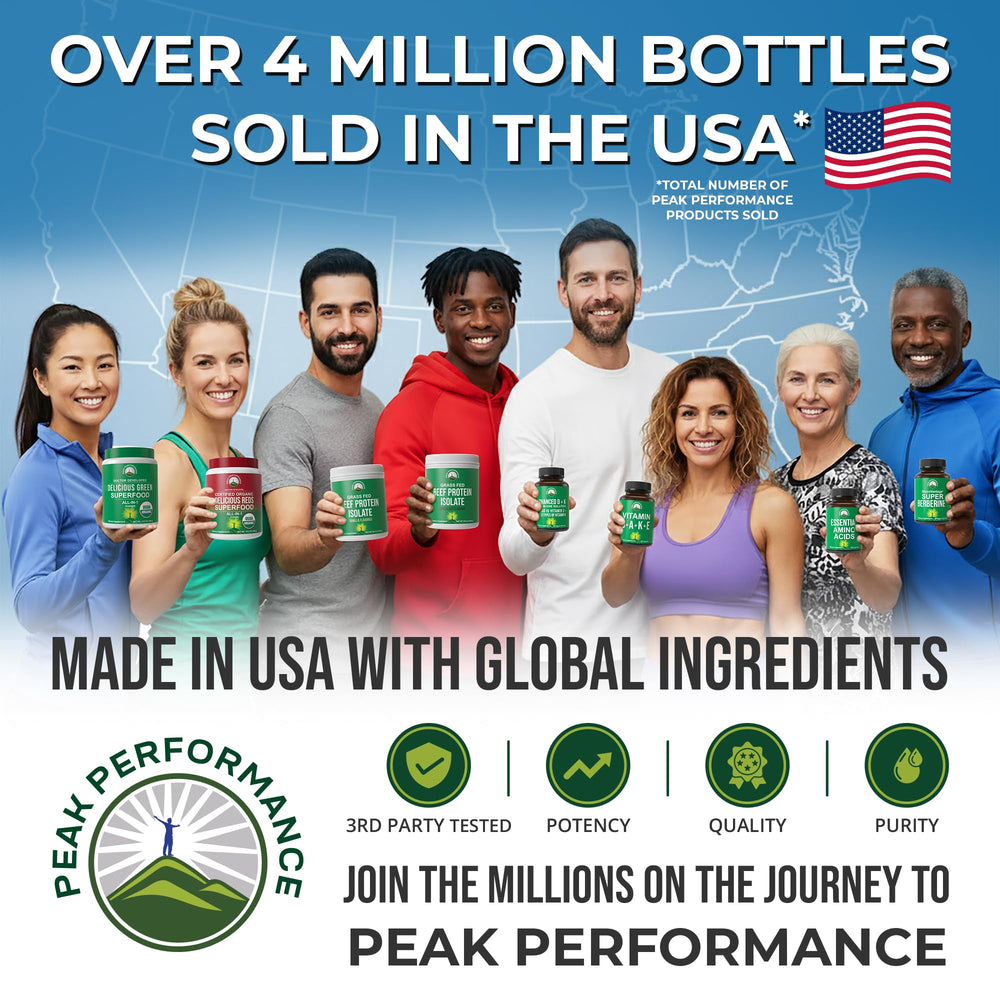 Peak Performance whole-food blend image emphasizing natural nutrients for everyday vitality