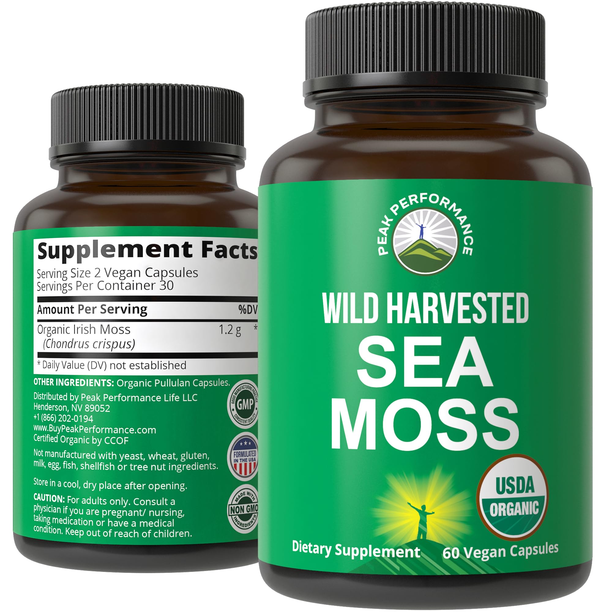 Peak Performance wild harvested sea moss bottle pour supports easy daily servings for wellness