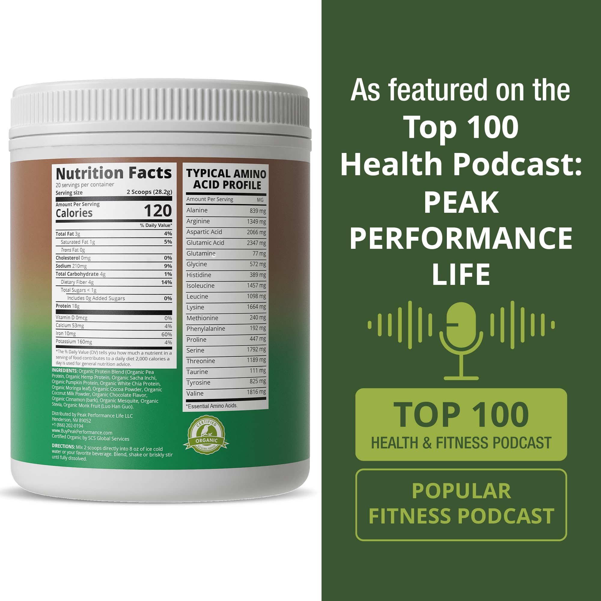 Gym bottle beside Peak Performance protein shake for post-workout use