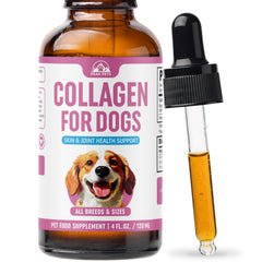 Peak Pets Premium Liquid Collagen for Dogs bottle promotes joint support