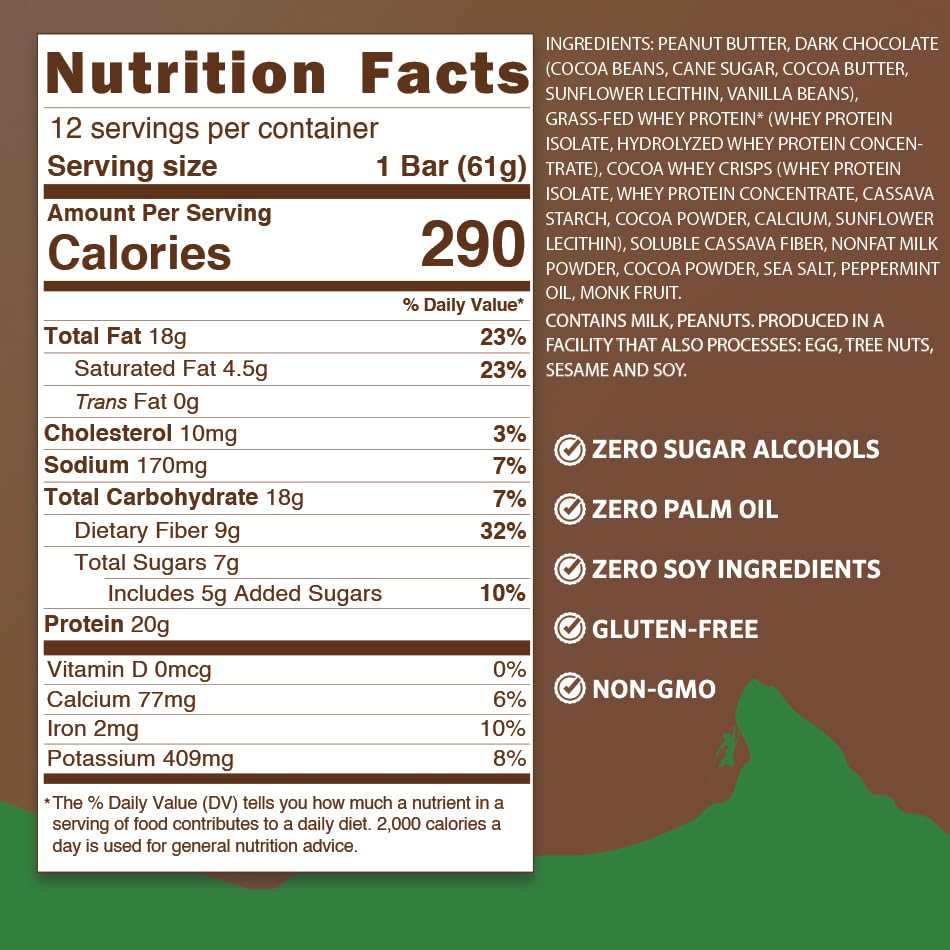 Peak Protein Bars Dark Chocolate Mint wrapped for a quick gluten-free snack.