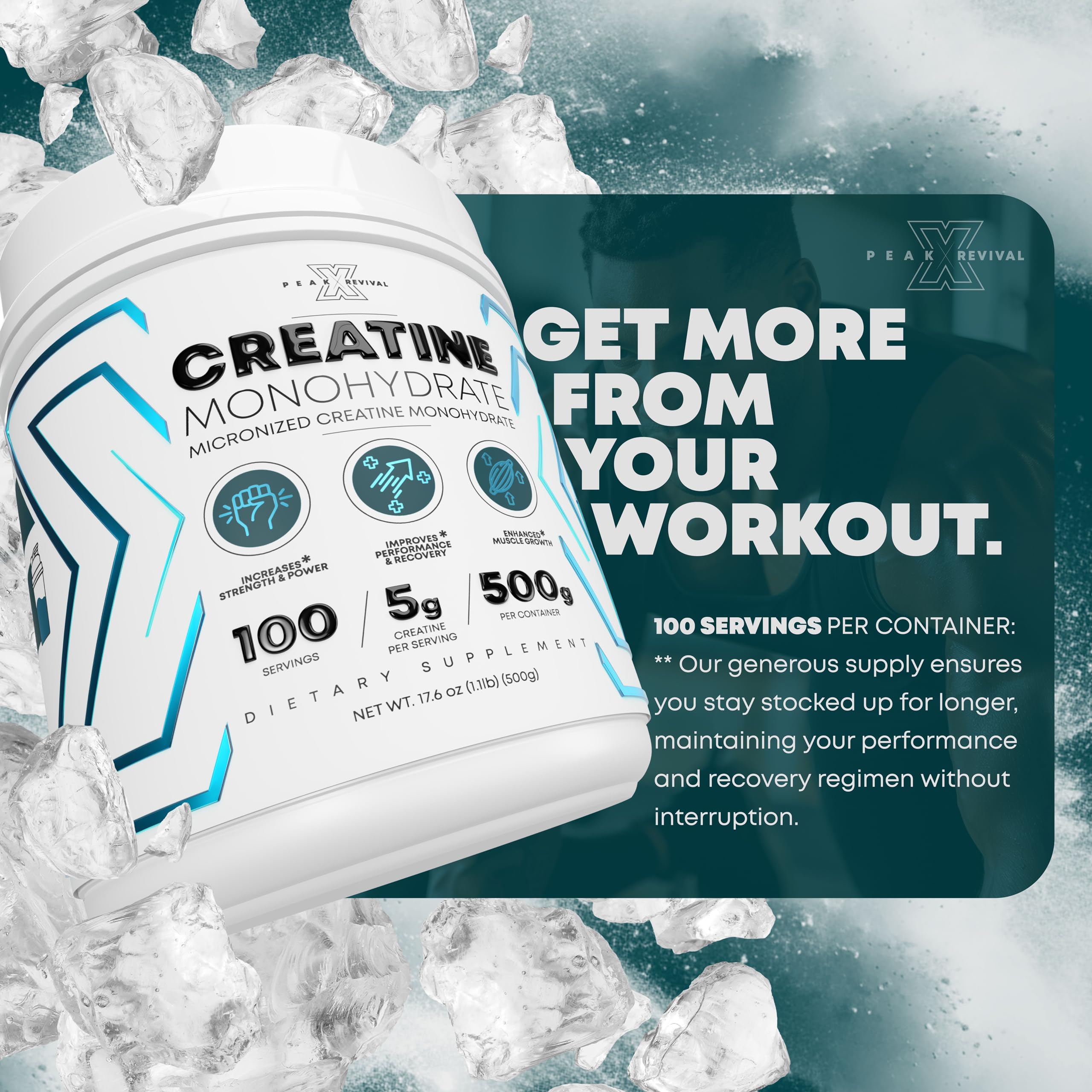 Peak Revival-X micronized powder close-up shows fine texture for fast mixing.