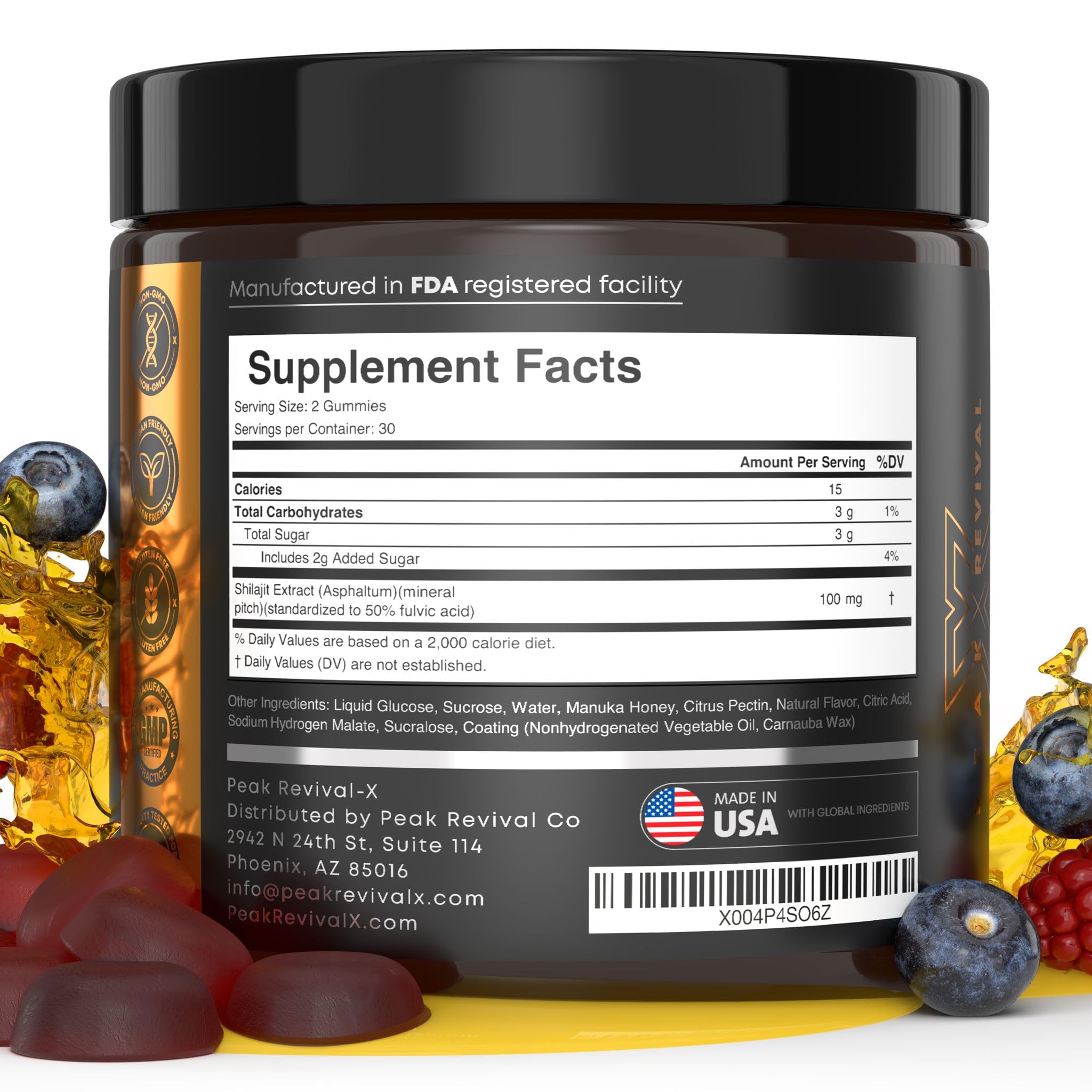 Peak Revival-X berry gummies in hand for easy daily consumption.