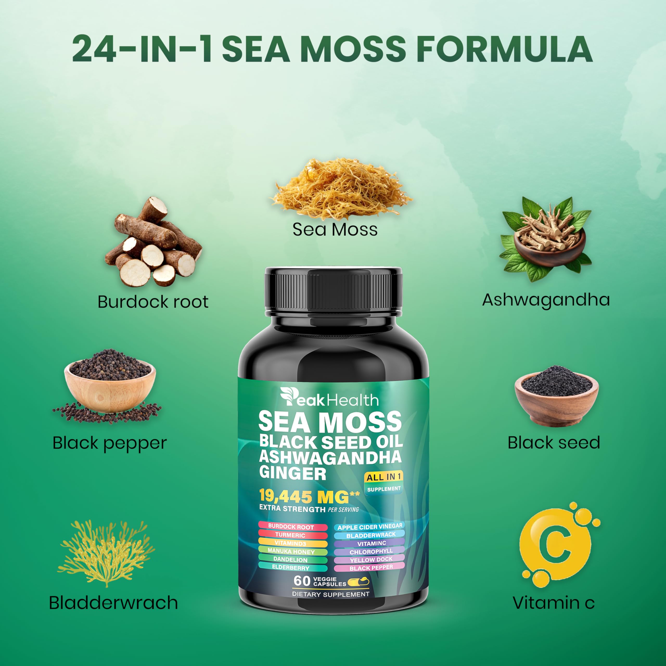Peakhealth Black Seed Oil bottle highlighting 4000mg formula.
