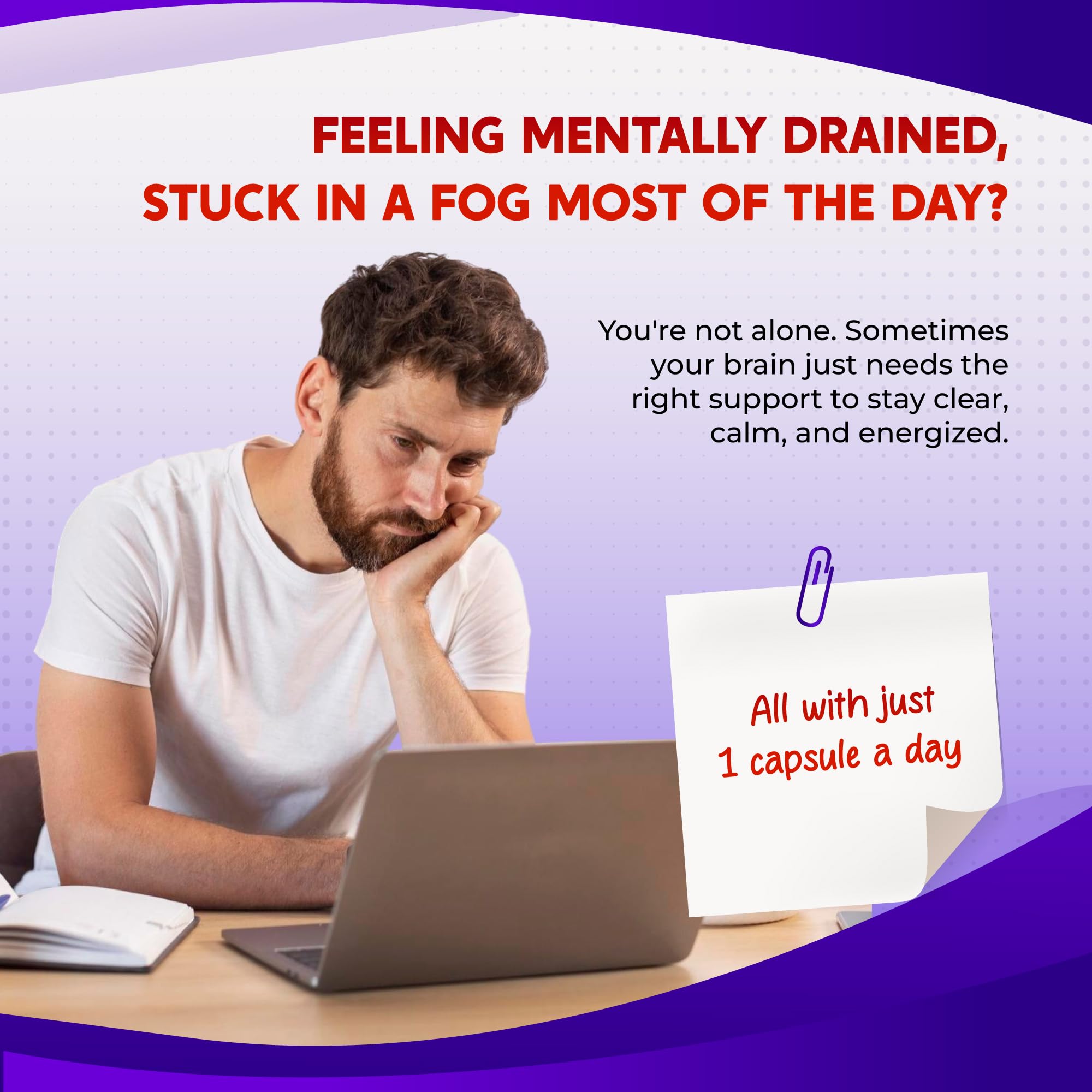 PEAKPURY capsules front view highlighting easy daily brain health intake