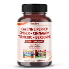 PeakPury Cayenne Pepper Capsules bottle front, suggesting digestive support