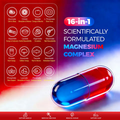 PeakVigor 16in1 Magnesium capsules closeup highlighting easy-to-swallow design