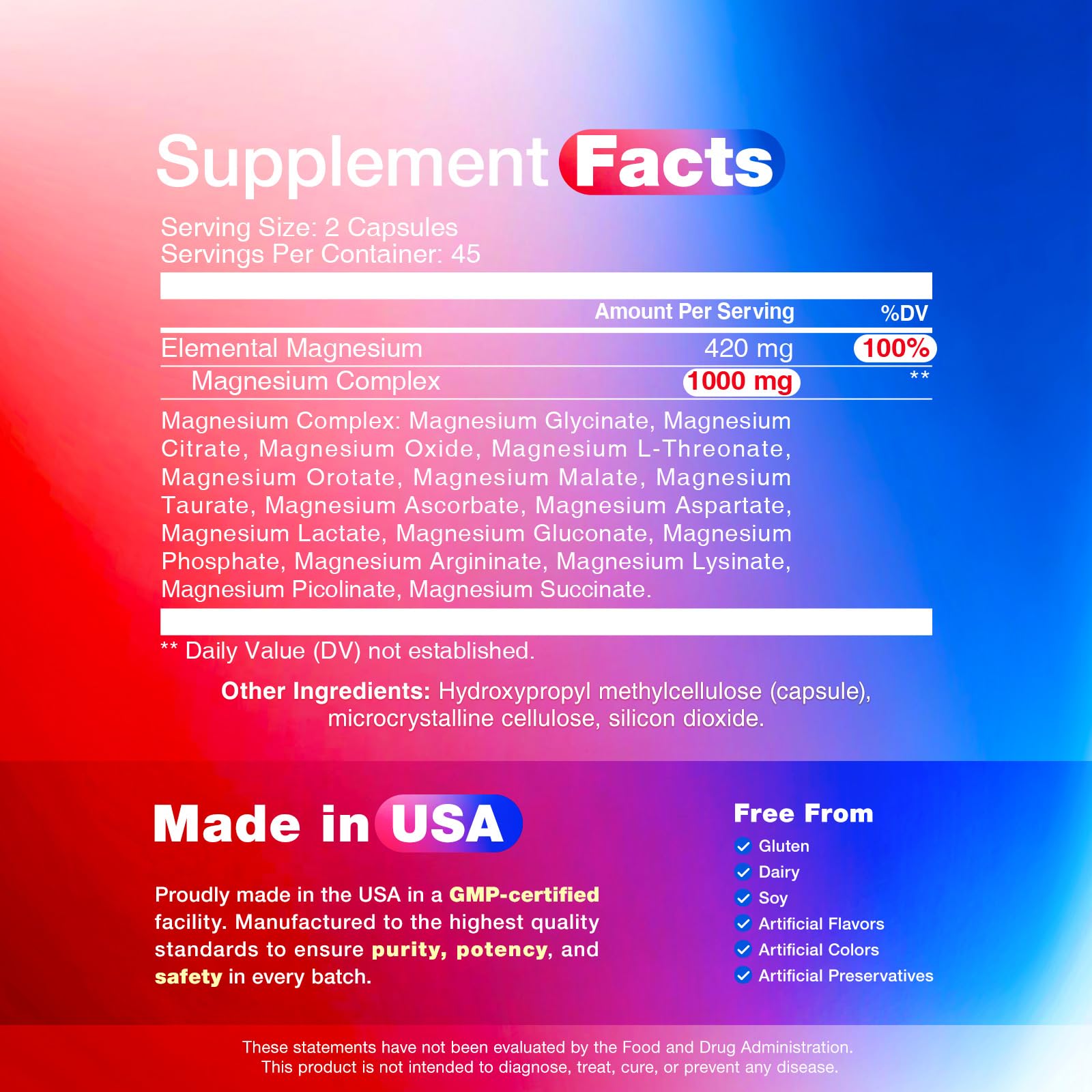 PeakVigor 16in1 Magnesium capsules closeup demonstrates comfortable gentle intake