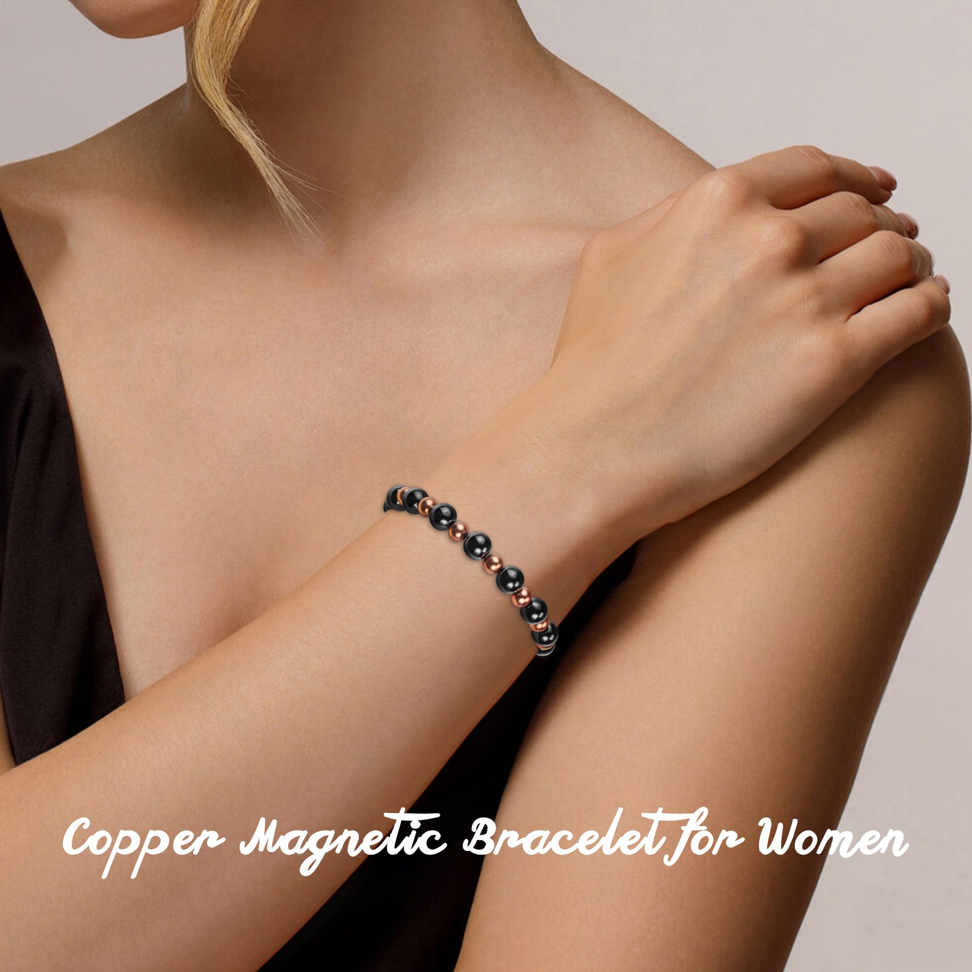 Brazalete de cobre con hematita e imanes de PEALICIOUS, estilo elegante