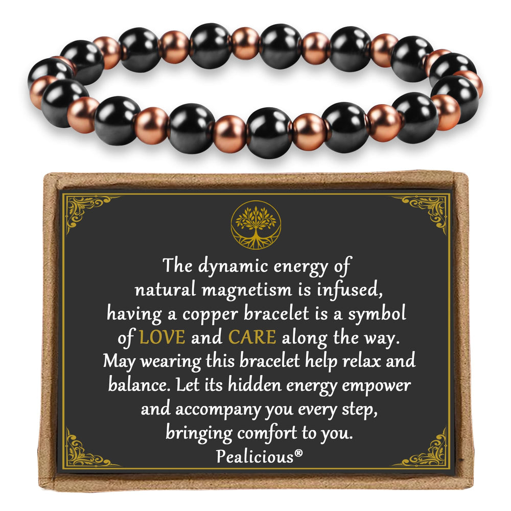 Brazalete PEALICIOUS de cobre con imanes, detalle de cuentas para uso diario
