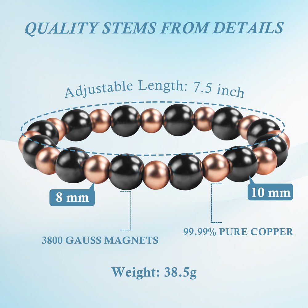 Pulsera de cobre magnética PEALICIOUS, acabado pulido y look elegante.
