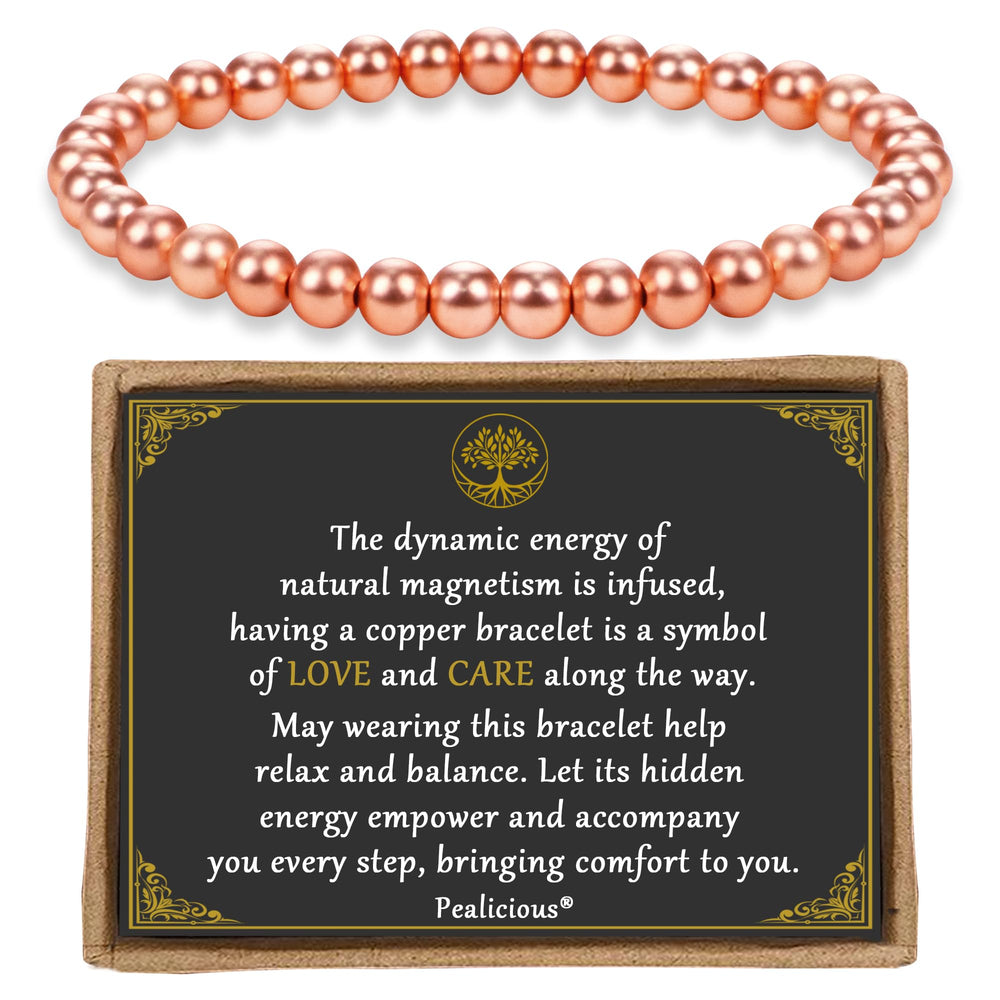 PEALICIOUS copper bracelet close-up highlighting real 6mm beads for everyday style