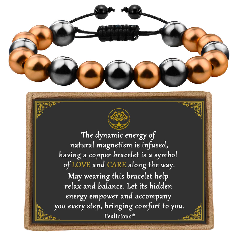 PEALICIOUS copper magnetic bracelet in kraft packaging with card for gifting