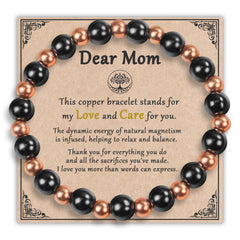 Pulsera PEALICIOUS para mamá en cobre con cuentas, regalo ideal para bienestar diario.