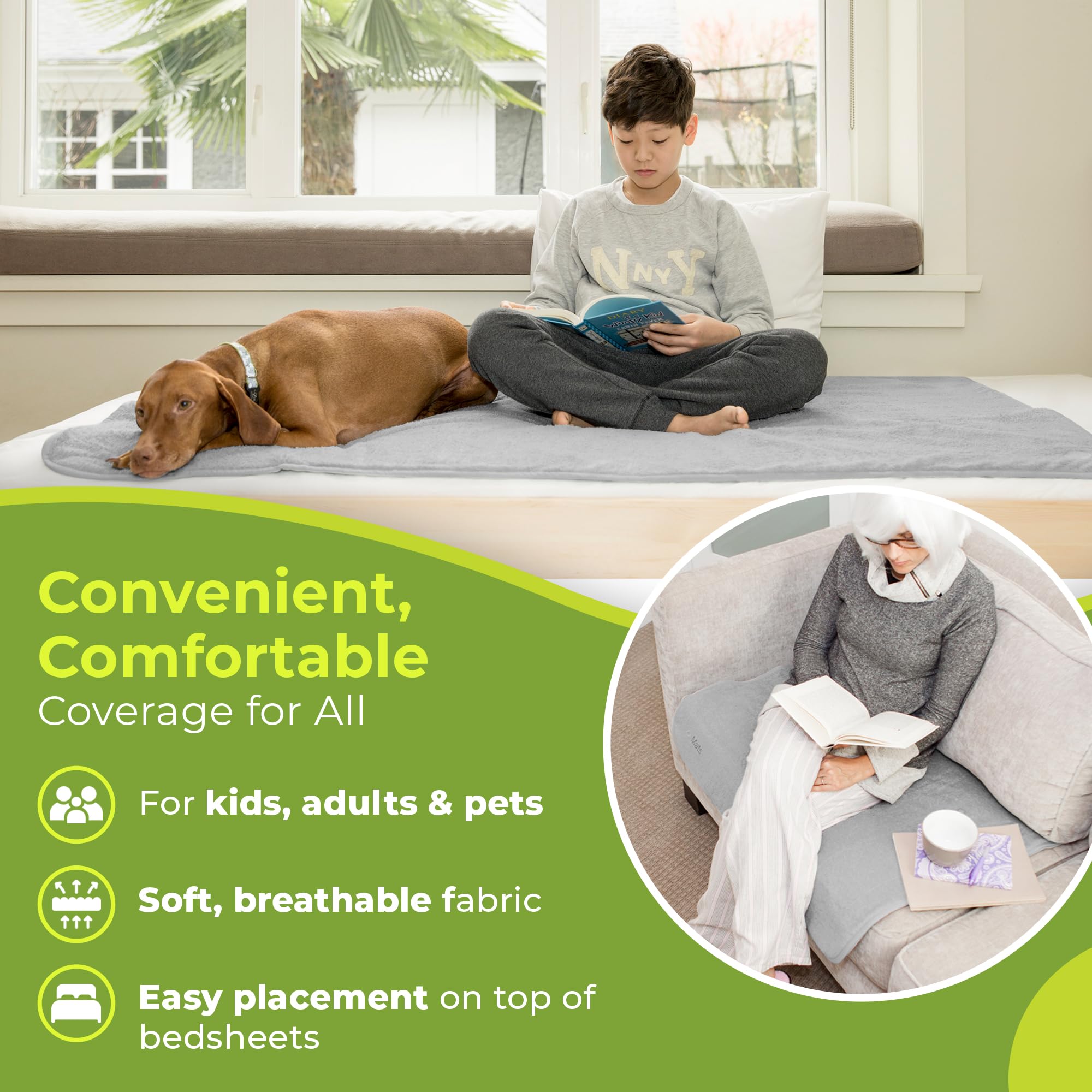 PeapodMats no crinkle plastic design reduces noise for peaceful rest.