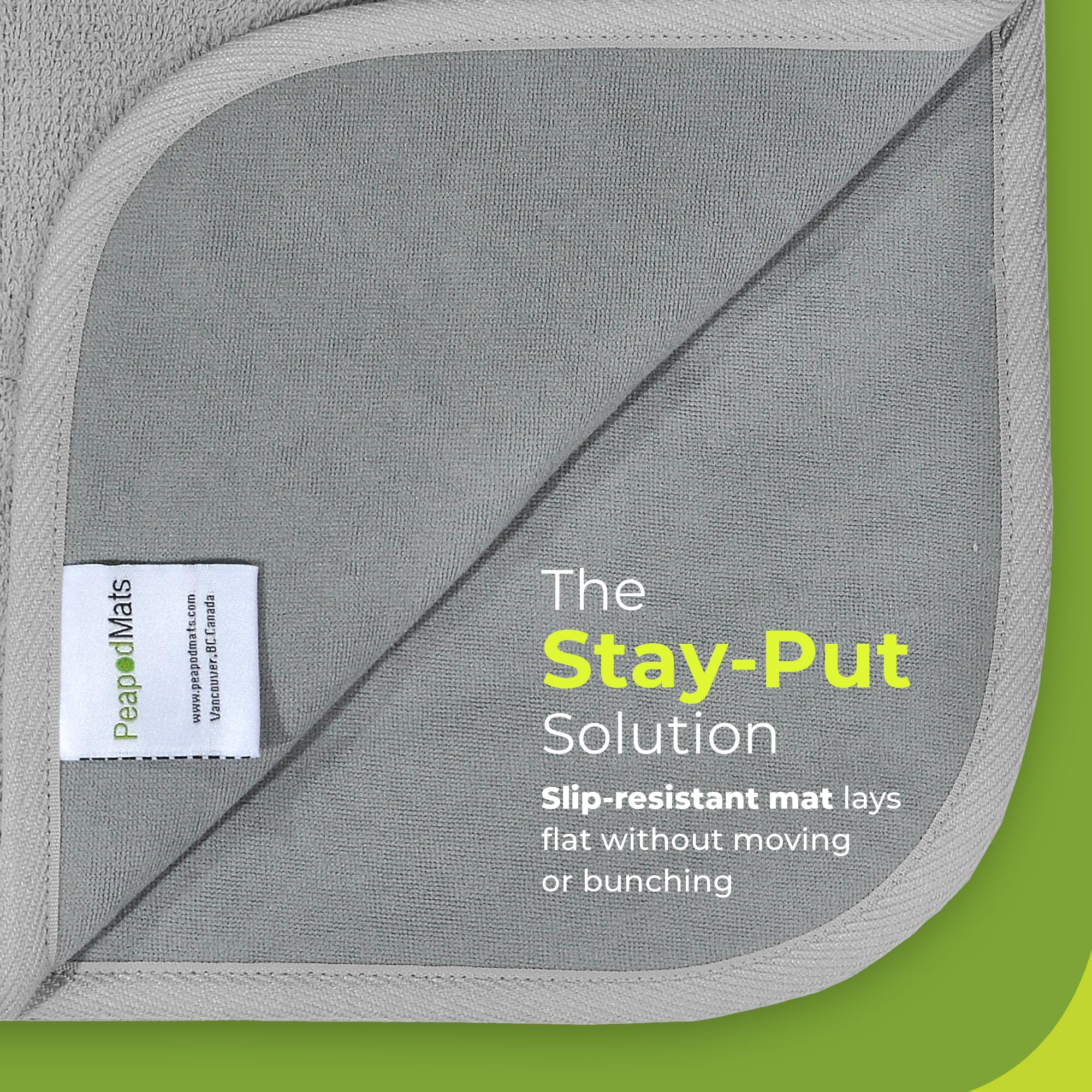 PeapodMats soft cotton top offers comfortable, non-crinkly sleep surface.