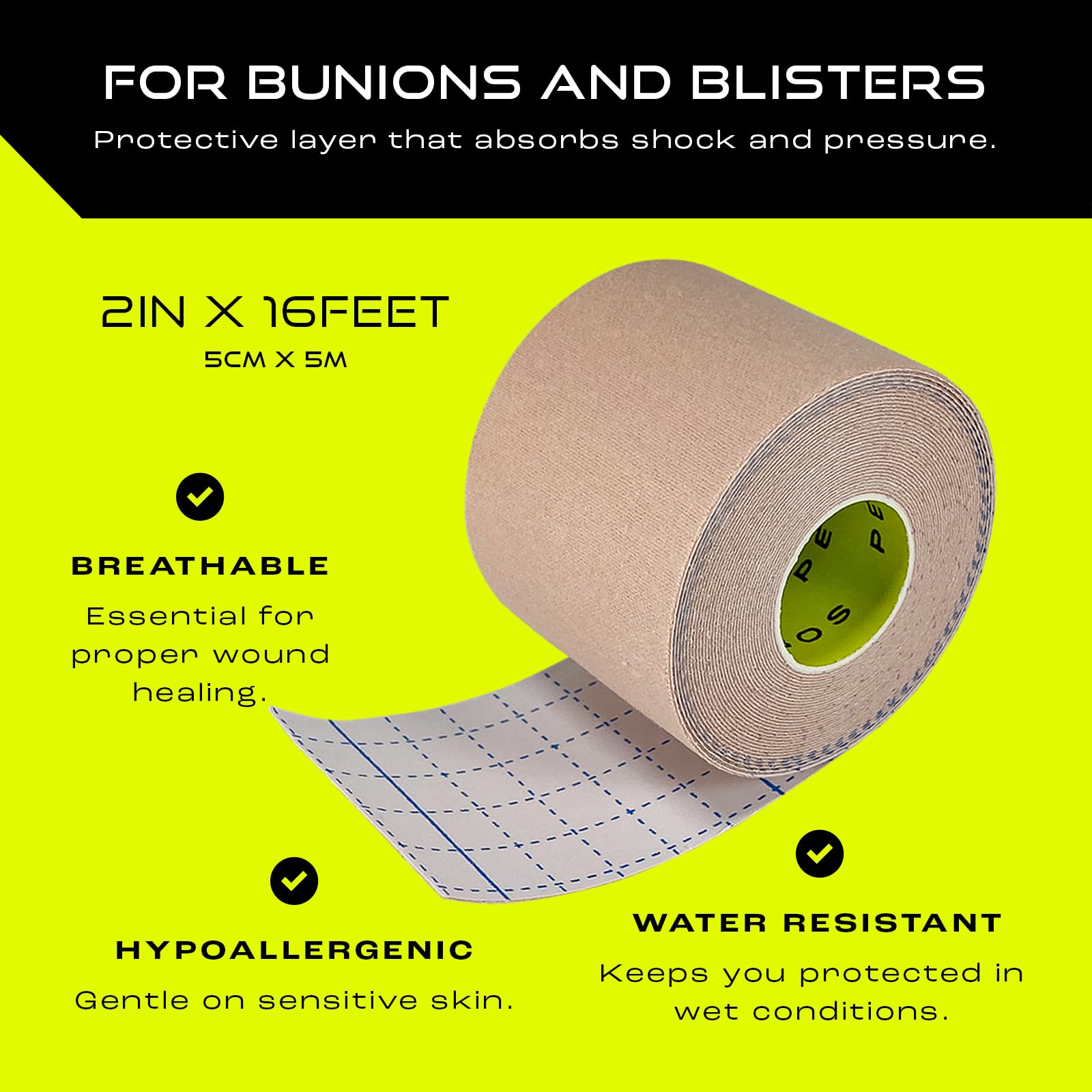 Pebbos Moleskin Tape bunion pad illustrates targeted protection for sensitive spots.