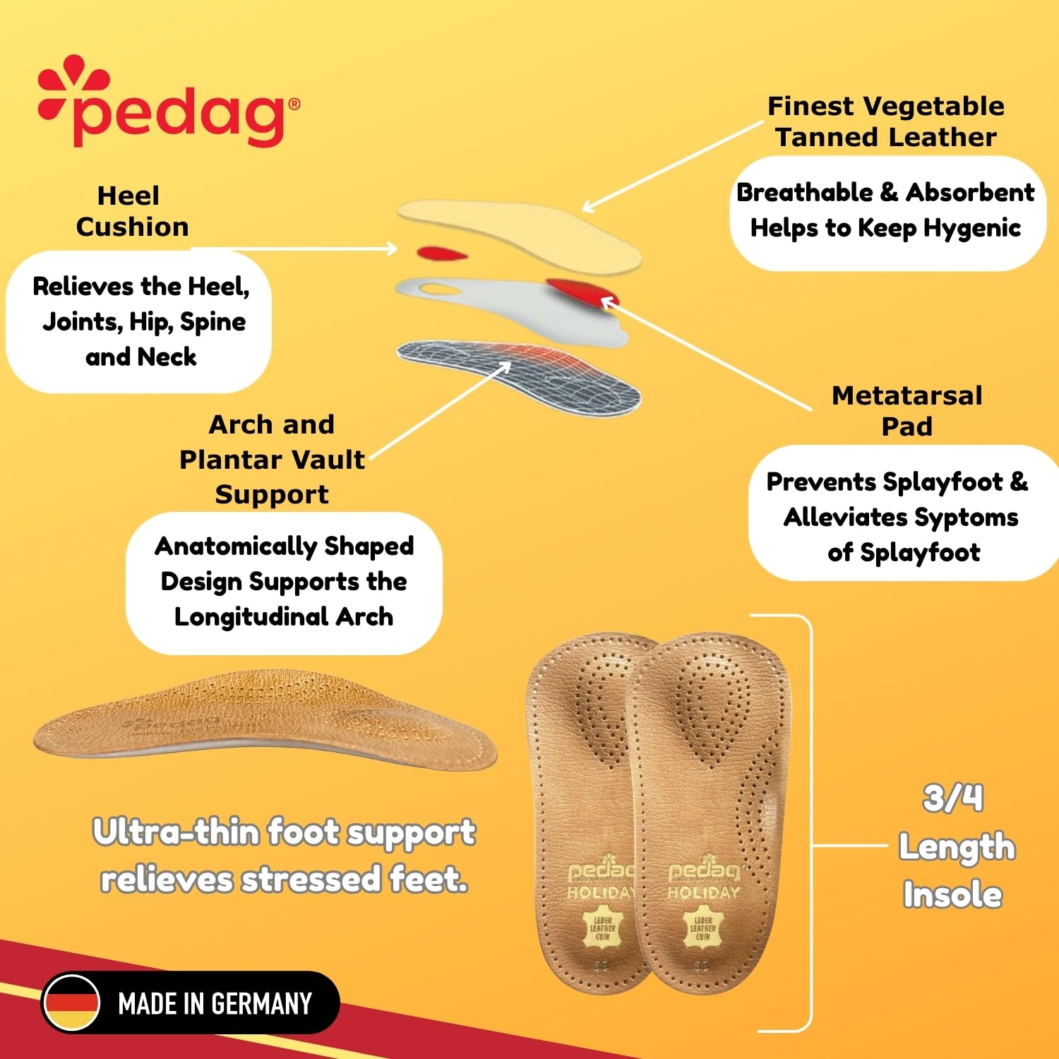 Pedag Holiday lambskin leather surface for comfort