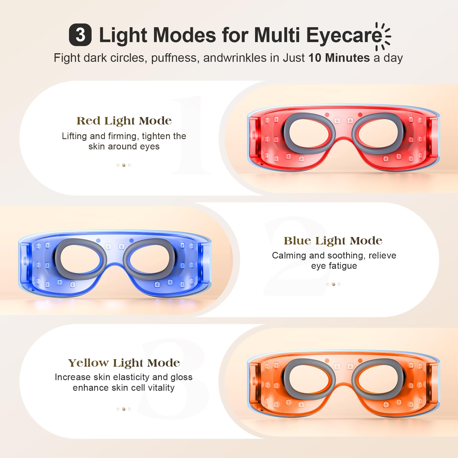 Pedete eye massager red light mode close-up for fatigue relief