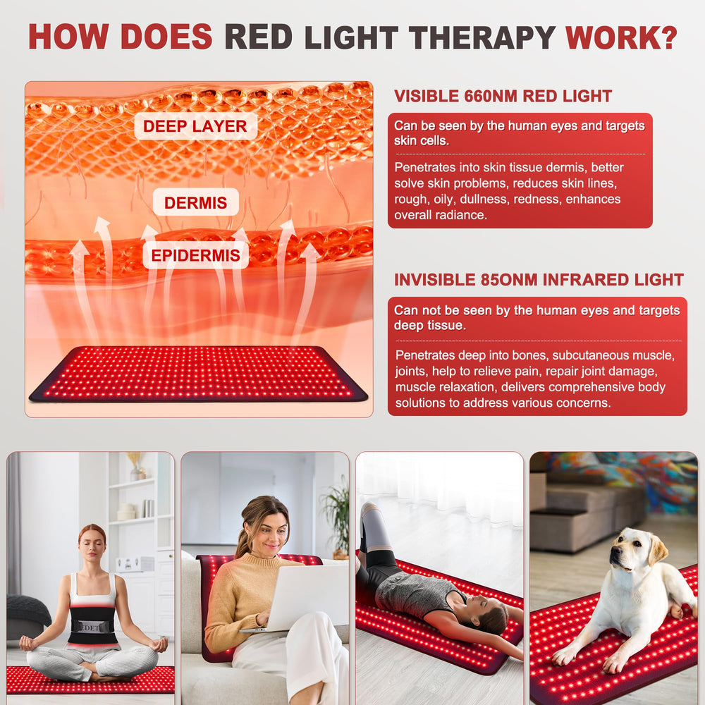 Pedete red light therapy mat knee area for localized warmth