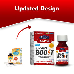 Pediatric FE-Vite Drops liquid iron image highlights fruity flavor.