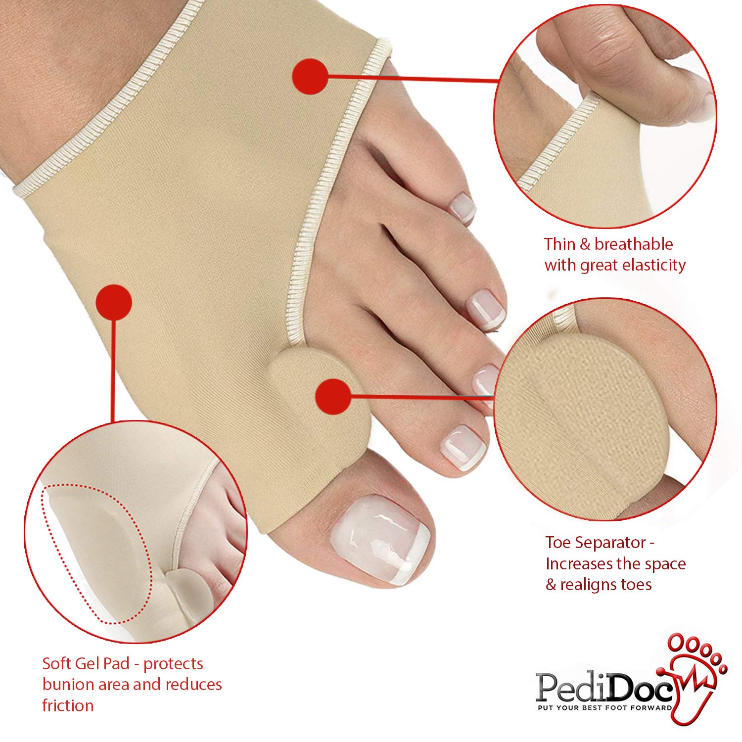 Two interchangeable sleeves fit either foot for easy right or left use.