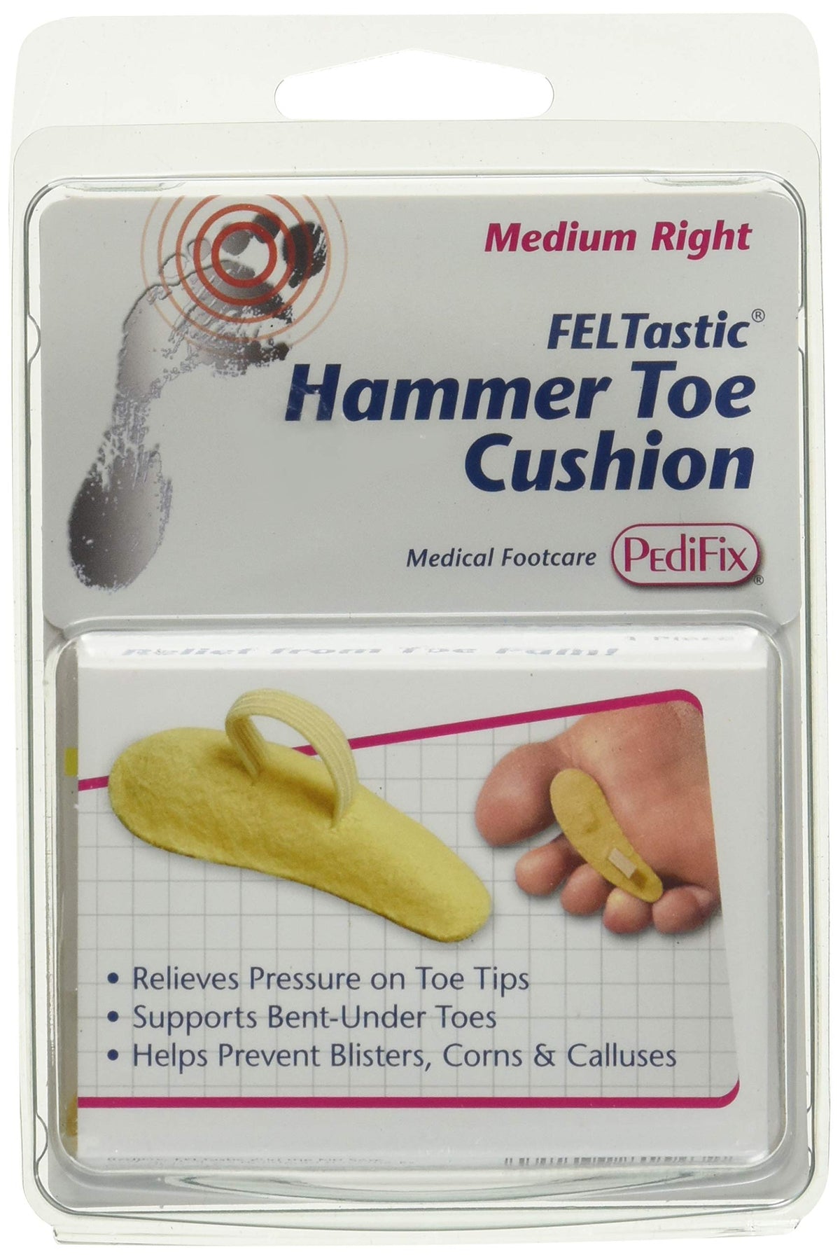 Pedifix Felt Hammer Toe Crest Cushion close-up showing soft toe contour support