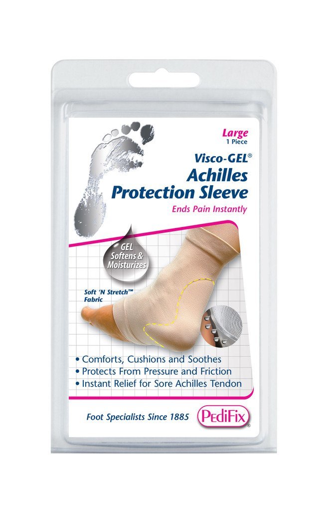 Pedifix Visco-Gel Achilles sleeve in white, slim design fits most footwear for discreet protection
