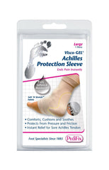 Pedifix Visco-Gel Achilles sleeve in white, slim design fits most footwear for discreet protection