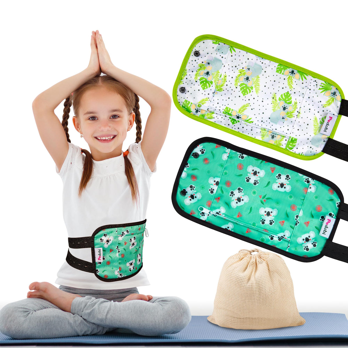 Pedobi castor oil pack wrap for kids with soft inner fleece for gentle skin contact.