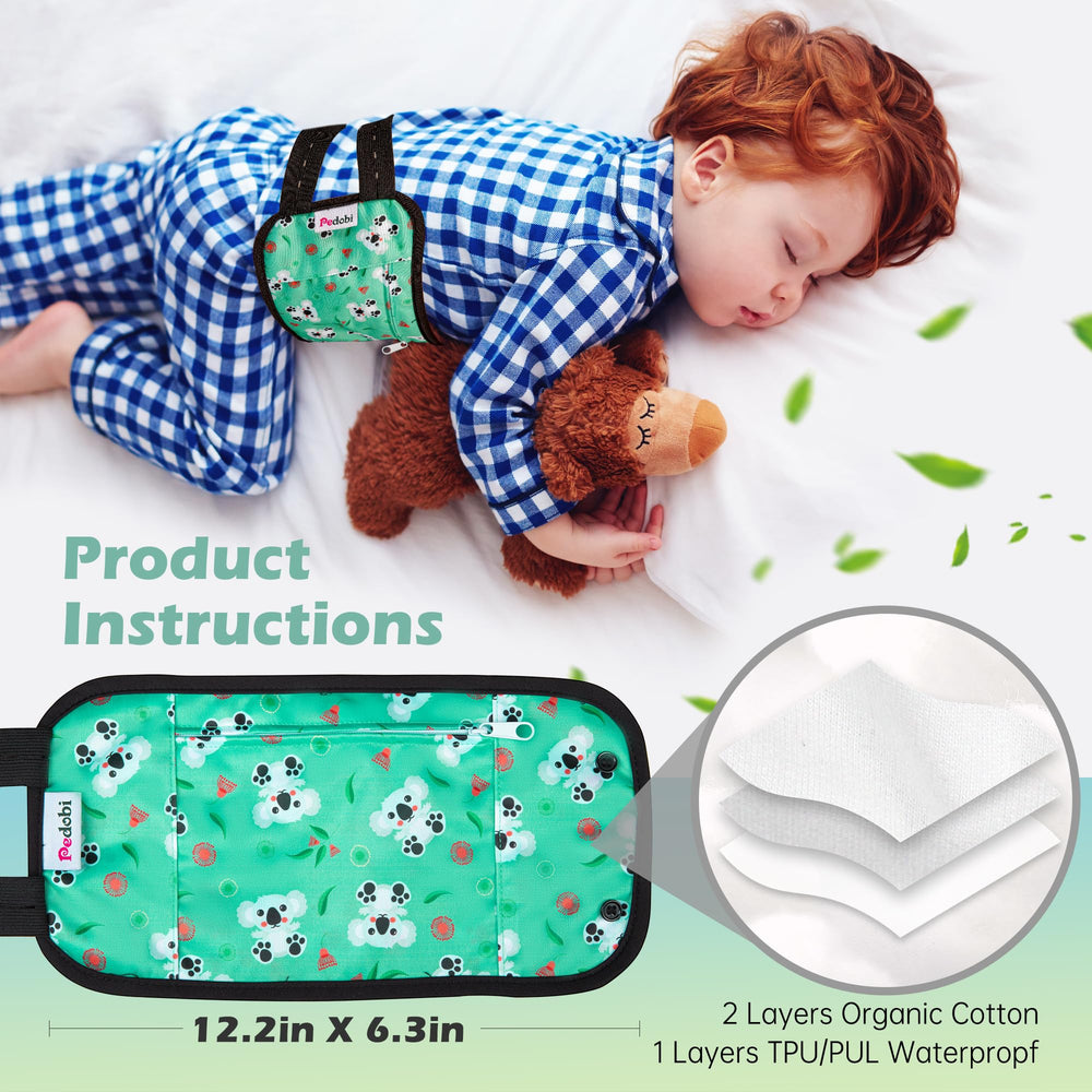 Pedobi castor oil pack wrap organic cotton pad shown for reusable, mess-free use.