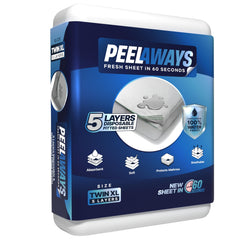 PeelAways waterproof twin XL five-layer bed sheets protect mattresses overnight