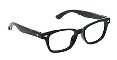 Peepers Clark close-up frame detail in black highlighting lightweight design.
