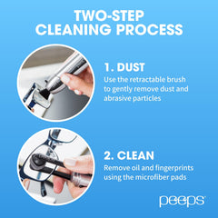 Peeps safe cleaning for eyeglasses, sunglasses, and reading glasses